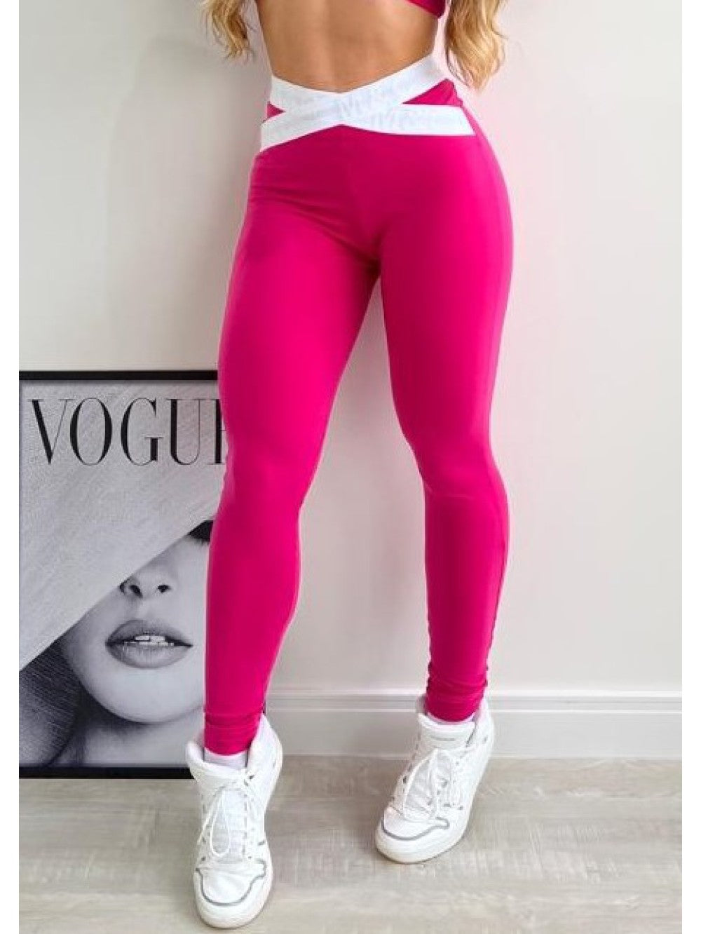 CONJUNTO LEGGING M&C  ELÁSTICO ROSA E BRANCO